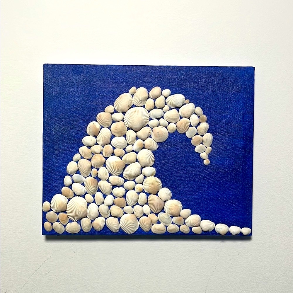 Seashell Wave 8x10in Canvas Art - Blue and White